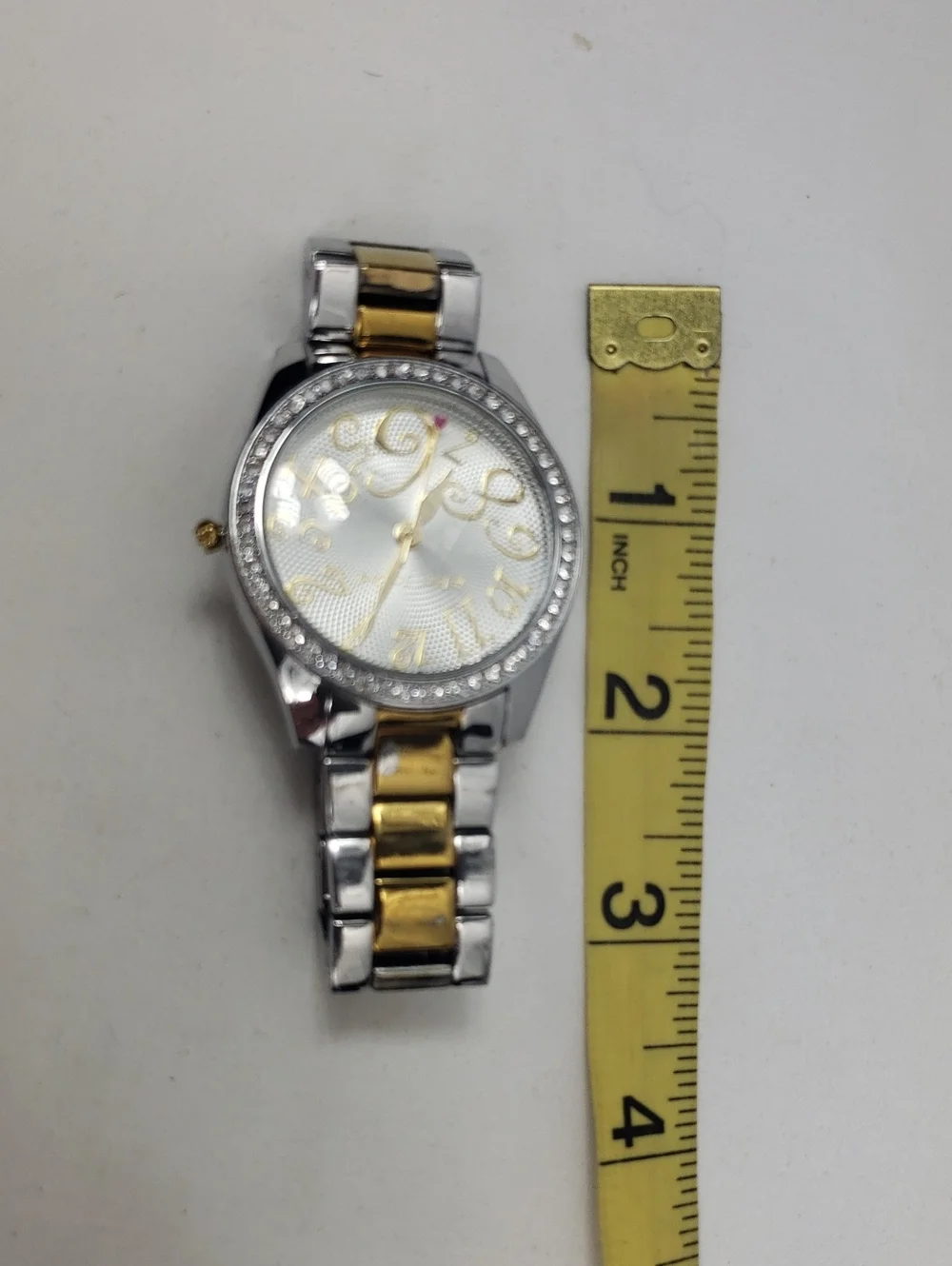 Betsey Johnson Gold & Silver Rhinestone Working Watch